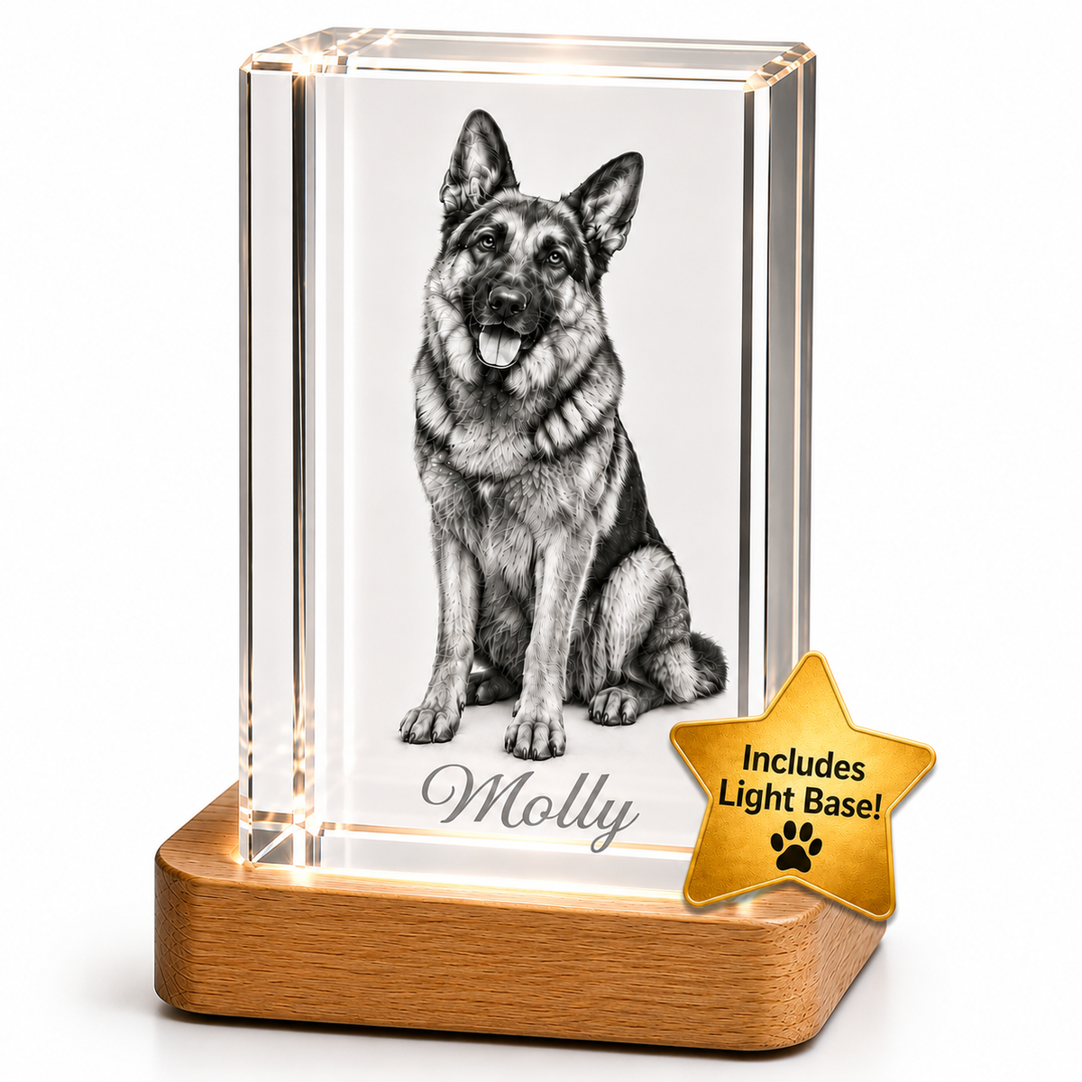Pet Memorial Gift, Personalized Crystal Photo for Dogs & Cats